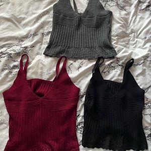 3 shirts; grey, black and red color